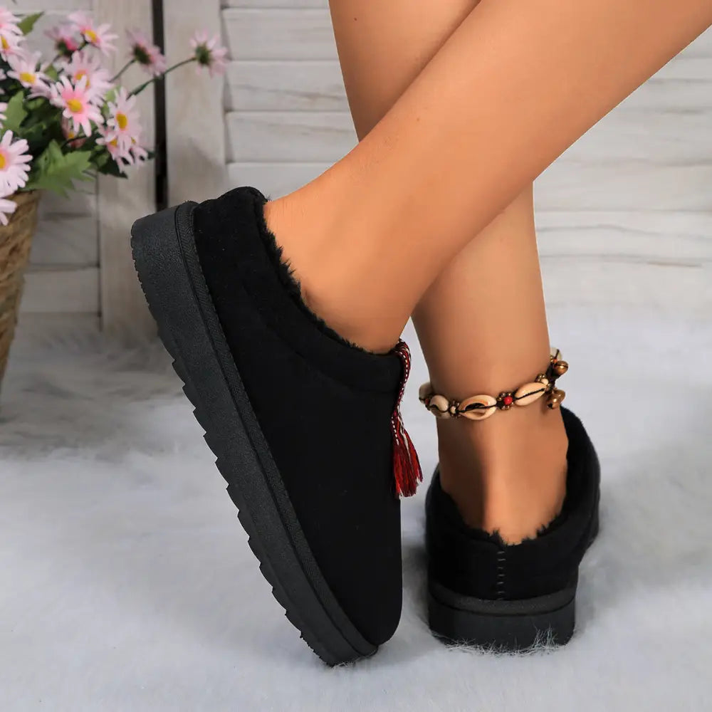 Winter Plush Home Slippers Fashion Round Toe Flat Suede Garden Shoes Indoor Warm Floor Bedroom Slipper For Women Beyond Trends Hub