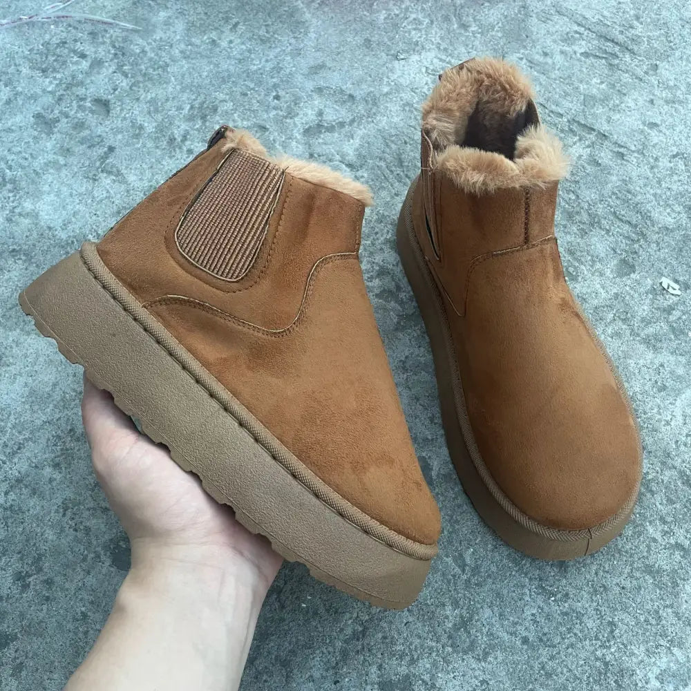 Winter Snow Boots Fashion Flat Thick-soled Cotton Shoes Round Toe Warm Plush Ankle Boot For Women Beyond Trends Hub