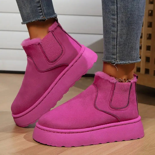 Winter Snow Boots Fashion Flat Thick-soled Cotton Shoes Round Toe Warm Plush Ankle Boot For Women Beyond Trends Hub