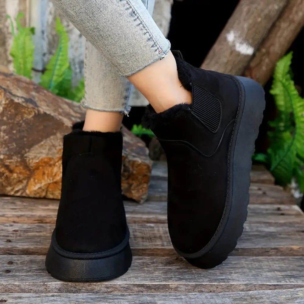 Winter Snow Boots Fashion Flat Thick-soled Cotton Shoes Round Toe Warm Plush Ankle Boot For Women Beyond Trends Hub