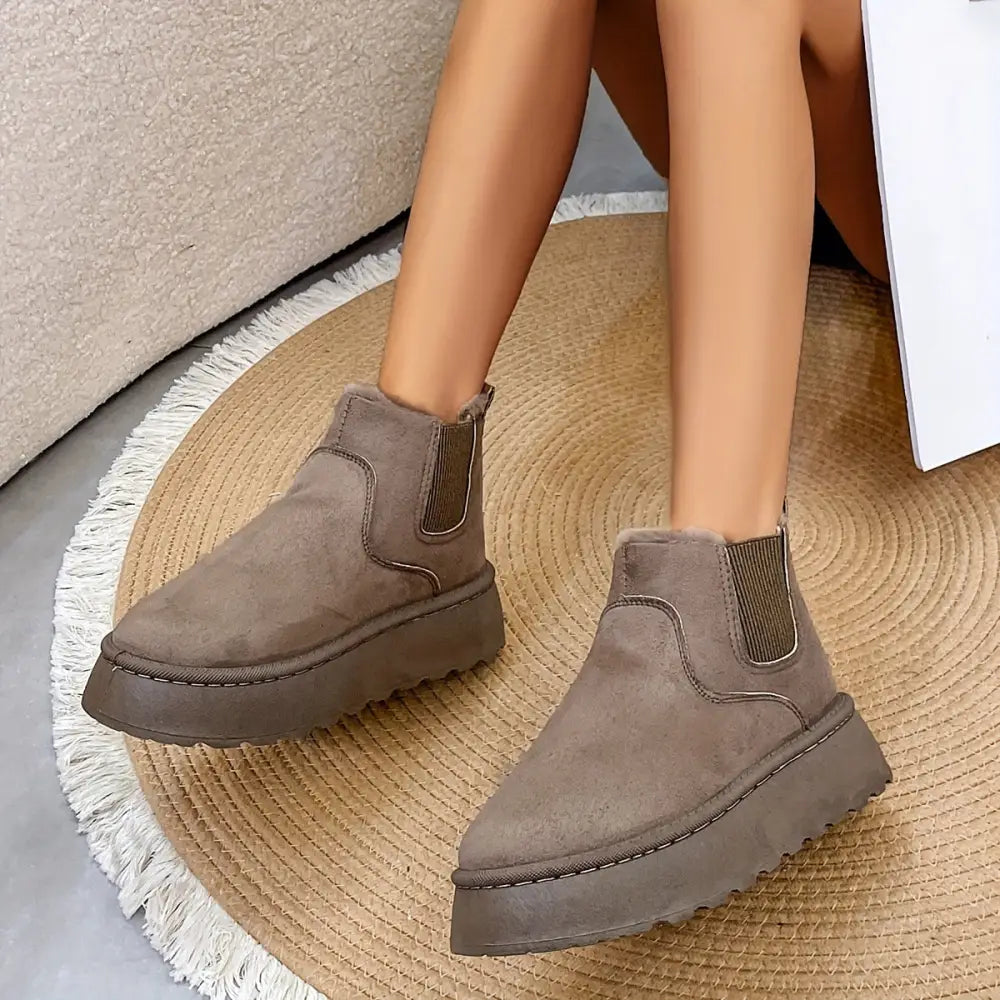 Winter Snow Boots Fashion Flat Thick-soled Cotton Shoes Round Toe Warm Plush Ankle Boot For Women Beyond Trends Hub