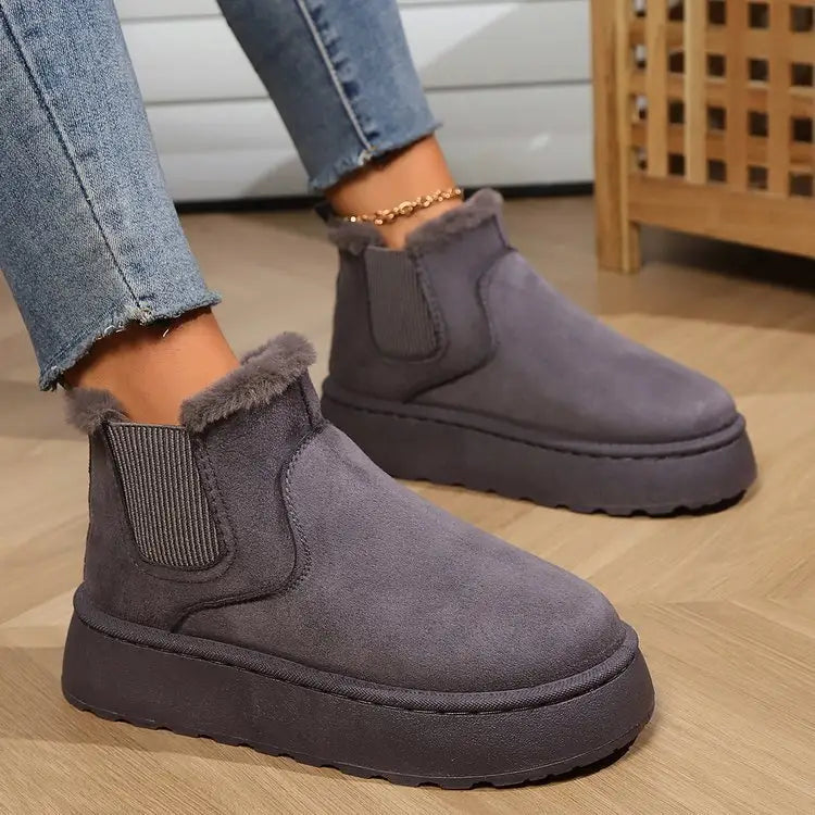 Winter Snow Boots Fashion Flat Thick-soled Cotton Shoes Round Toe Warm Plush Ankle Boot For Women Beyond Trends Hub