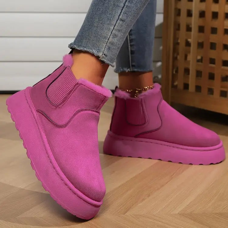 Winter Snow Boots Fashion Flat Thick-soled Cotton Shoes Round Toe Warm Plush Ankle Boot For Women Beyond Trends Hub