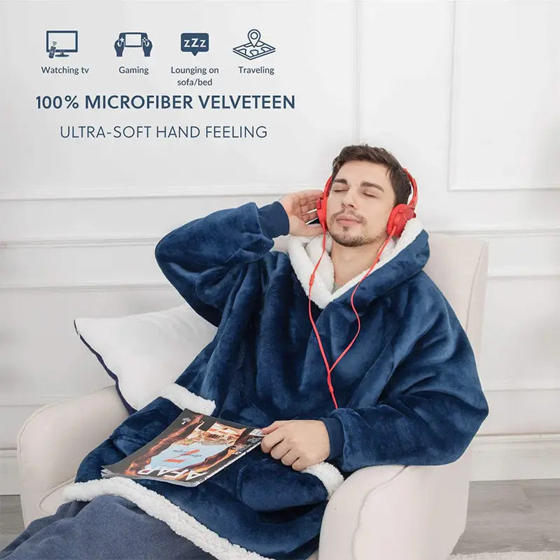 Winter TV Hoodie Blanket Winter Warm Home Clothes Women Men Oversized Pullover With Pockets Beyond Trends Hub
