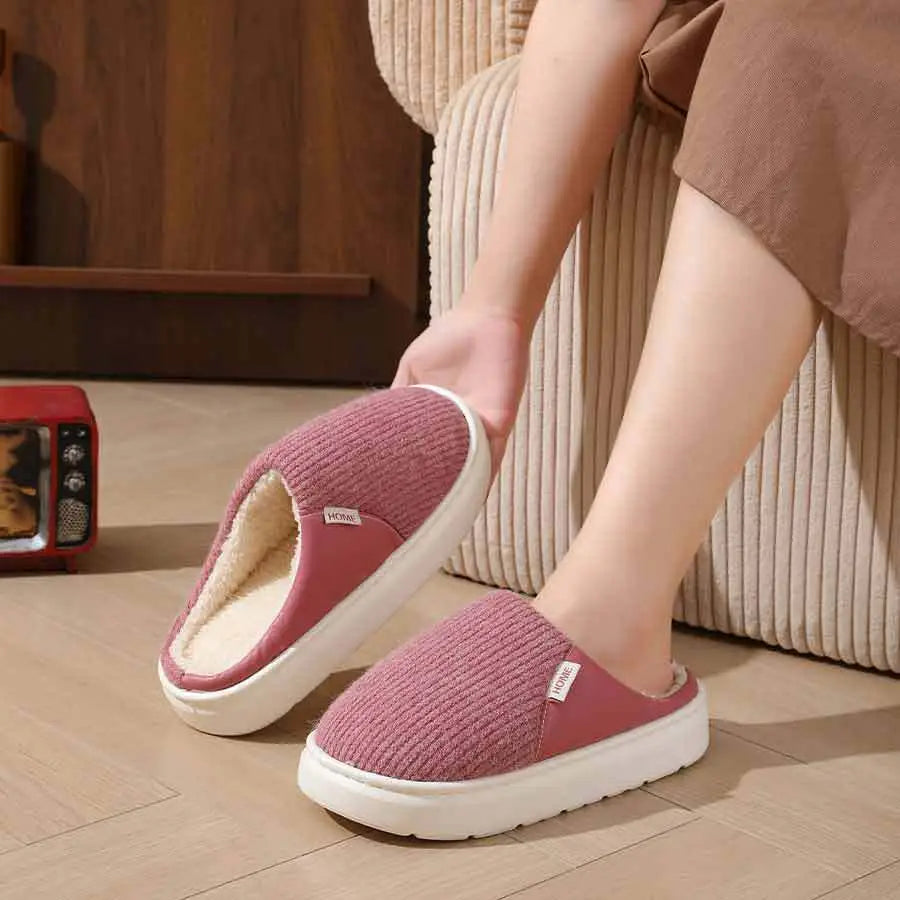 Winter Warm Plush Home Slippers Lightweight Thick Bottom Silent Non-slip Floor Bedroom Slippers Couple House Shoes Women Men Beyond Trends Hub
