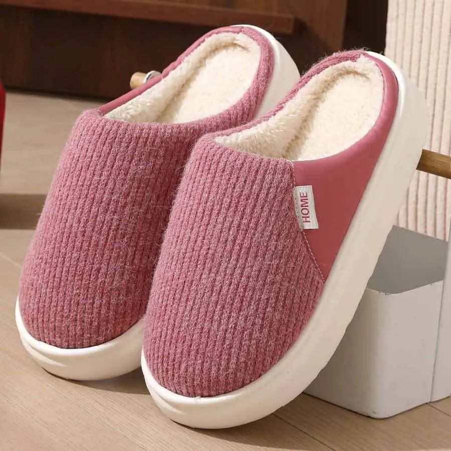Winter Warm Plush Home Slippers Lightweight Thick Bottom Silent Non-slip Floor Bedroom Slippers Couple House Shoes Women Men Beyond Trends Hub