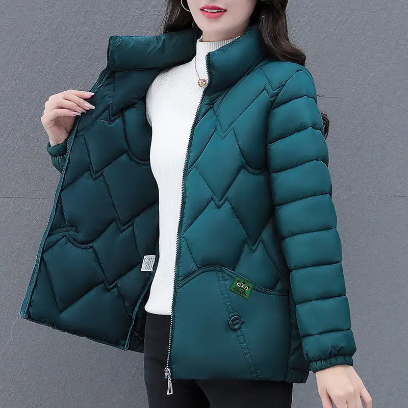 Winter Women’s Down Cotton Top - Deep lake green / L