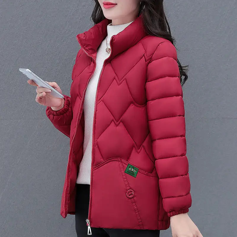 Winter Women’s Down Cotton Top - Purplish Red / L