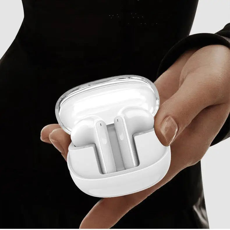 Wireless Bluetooth-compatible Headset Transparent Mini Bin - White