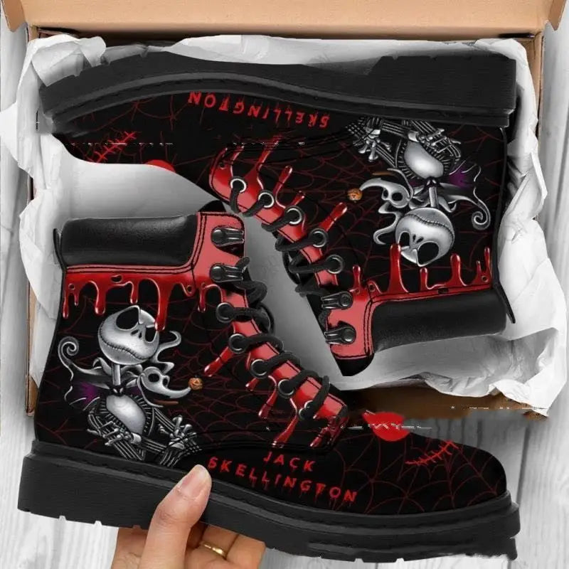 Women Ankle Boots Low Heels Shoes Woman Vintage Pu Leather Autumn Warm Winter high Snow Boots Motorcycle Skull Pansy Beyond Trends Hub