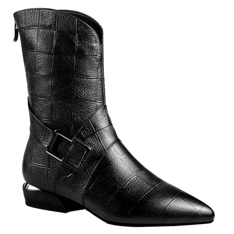 Women Boots Winter Ladies Flat Shoes Plus Size - Black / 34