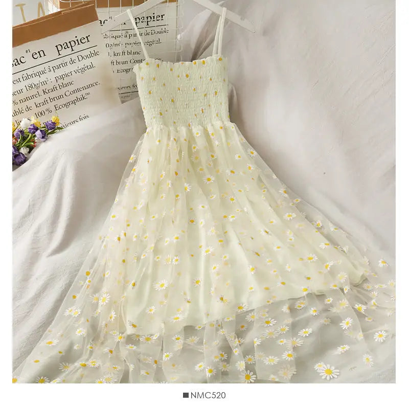 Women Dresses Summer V Neck Floral Print Boho Beach Dress - Apricot / One size