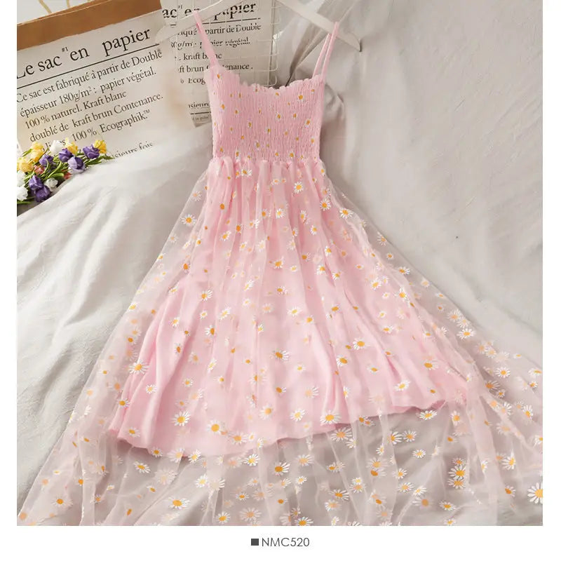 Women Dresses Summer V Neck Floral Print Boho Beach Dress - Pink A / One size
