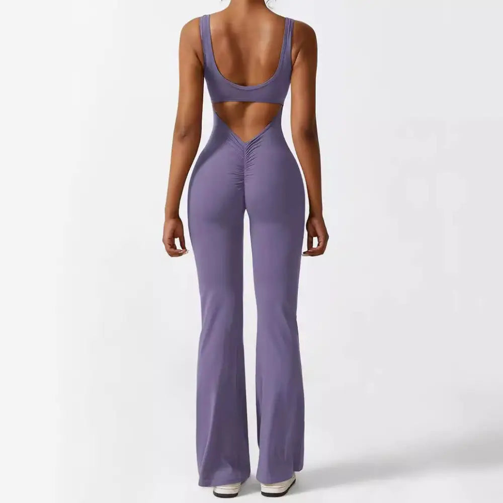 Women Sleeveless Flare Jumpsuits Fitness Yoga Long Pants Beyond Trends Hub