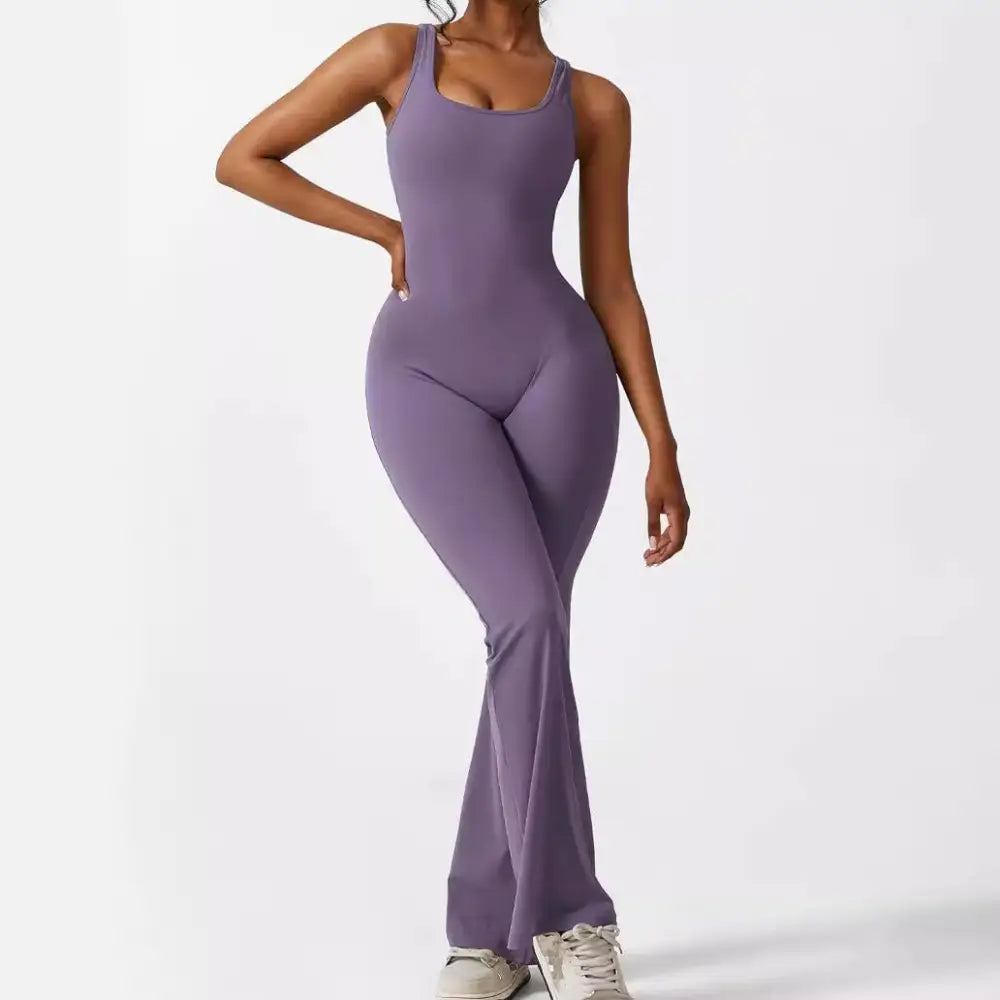 Women Sleeveless Flare Jumpsuits Fitness Yoga Long Pants Beyond Trends Hub
