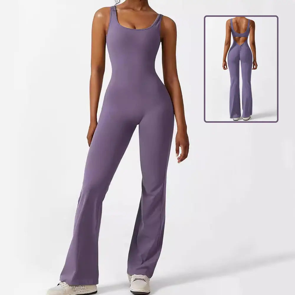 Women Sleeveless Flare Jumpsuits Fitness Yoga Long Pants Beyond Trends Hub