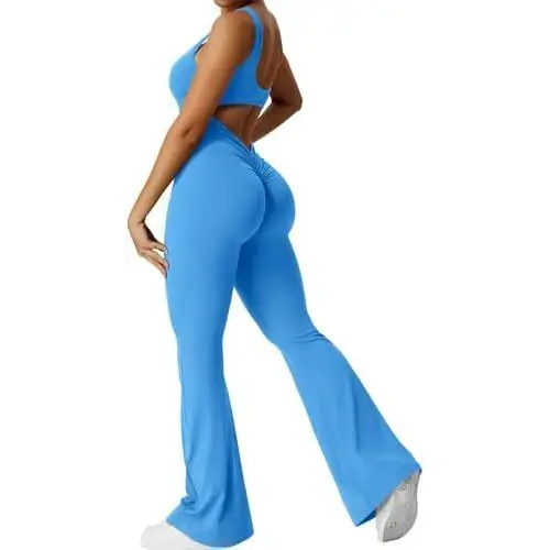 Women Sleeveless Flare Jumpsuits Fitness Yoga Long Pants Beyond Trends Hub