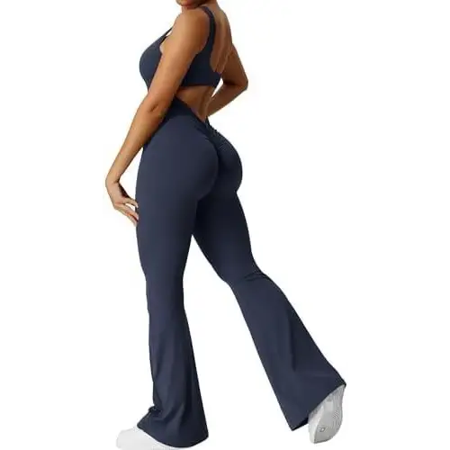 Women Sleeveless Flare Jumpsuits Fitness Yoga Long Pants Beyond Trends Hub