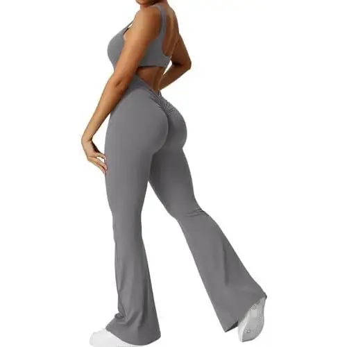 Women Sleeveless Flare Jumpsuits Fitness Yoga Long Pants Beyond Trends Hub