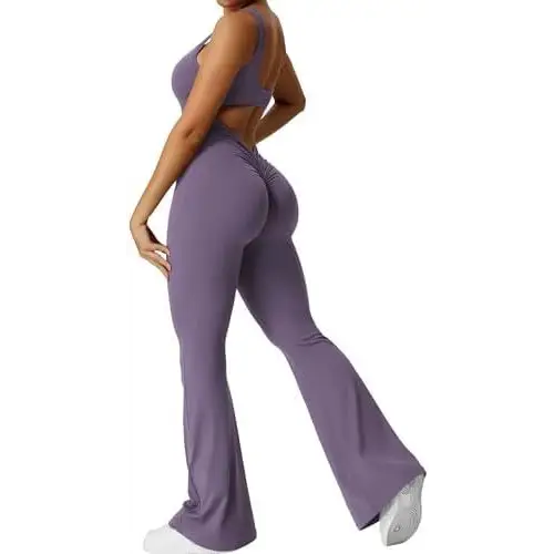 Women Sleeveless Flare Jumpsuits Fitness Yoga Long Pants Beyond Trends Hub