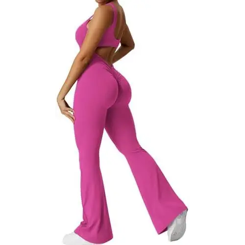Women Sleeveless Flare Jumpsuits Fitness Yoga Long Pants Beyond Trends Hub