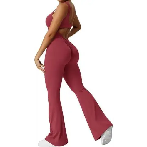 Women Sleeveless Flare Jumpsuits Fitness Yoga Long Pants Beyond Trends Hub