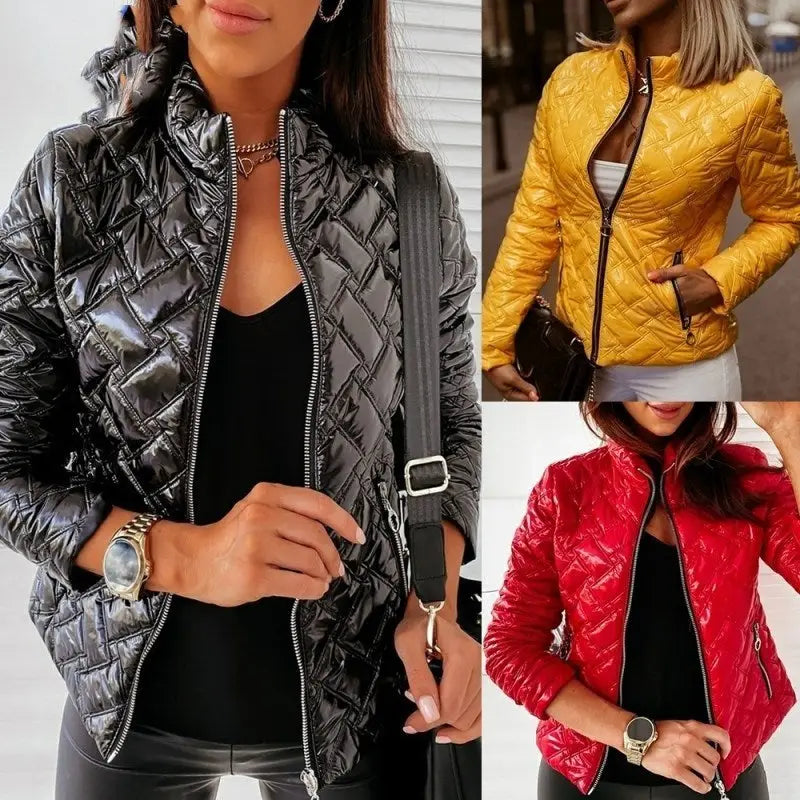 Women Slim Short Jacket Winter Coat Zipper Clothes Plus Size - Beyond Trends Hub 
