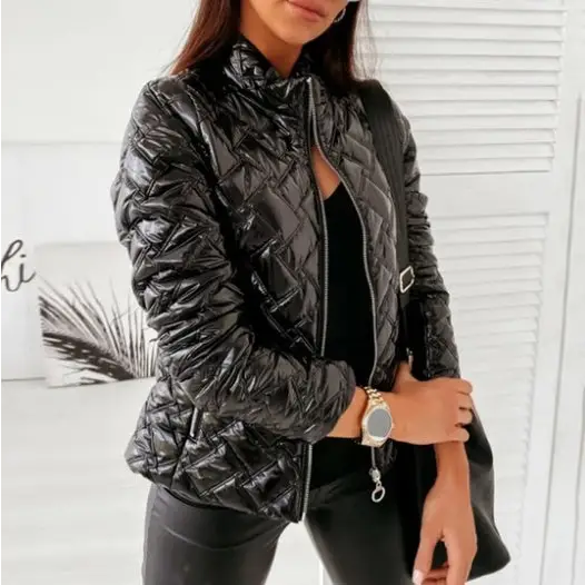 Women Slim Short Jacket Winter Coat Zipper Clothes Plus Size - Beyond Trends Hub 