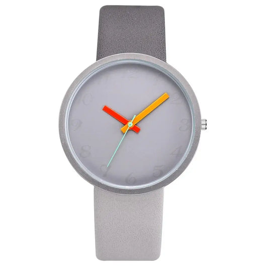 Women Watch Gray Contrast Leather Quartz Watch Women Watches Lovers Unisex Casual Ladies Wrist Watch Clock Relogio Feminino - Beyond Trends Hub 