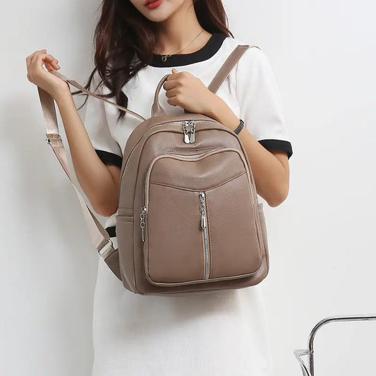 Women’s Backpack Pure Color PU Leather Simple Everything Casual