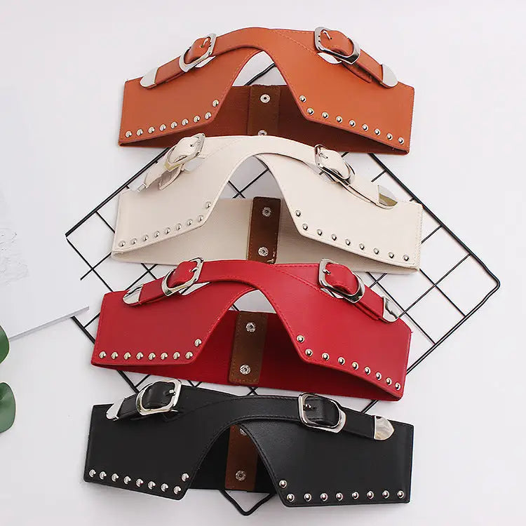 Women's Belts With Skirts, Decorative Dresses, Waist Closure, Elastic Elastic Rivets, Wide Belts - Beyond Trends Hub 