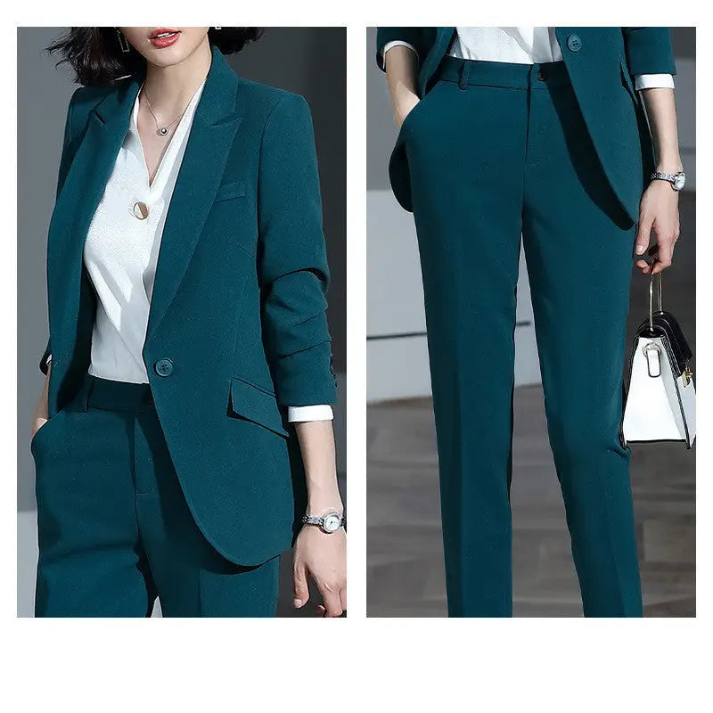 Women’s business suits - Green / Pants suit / 3XL