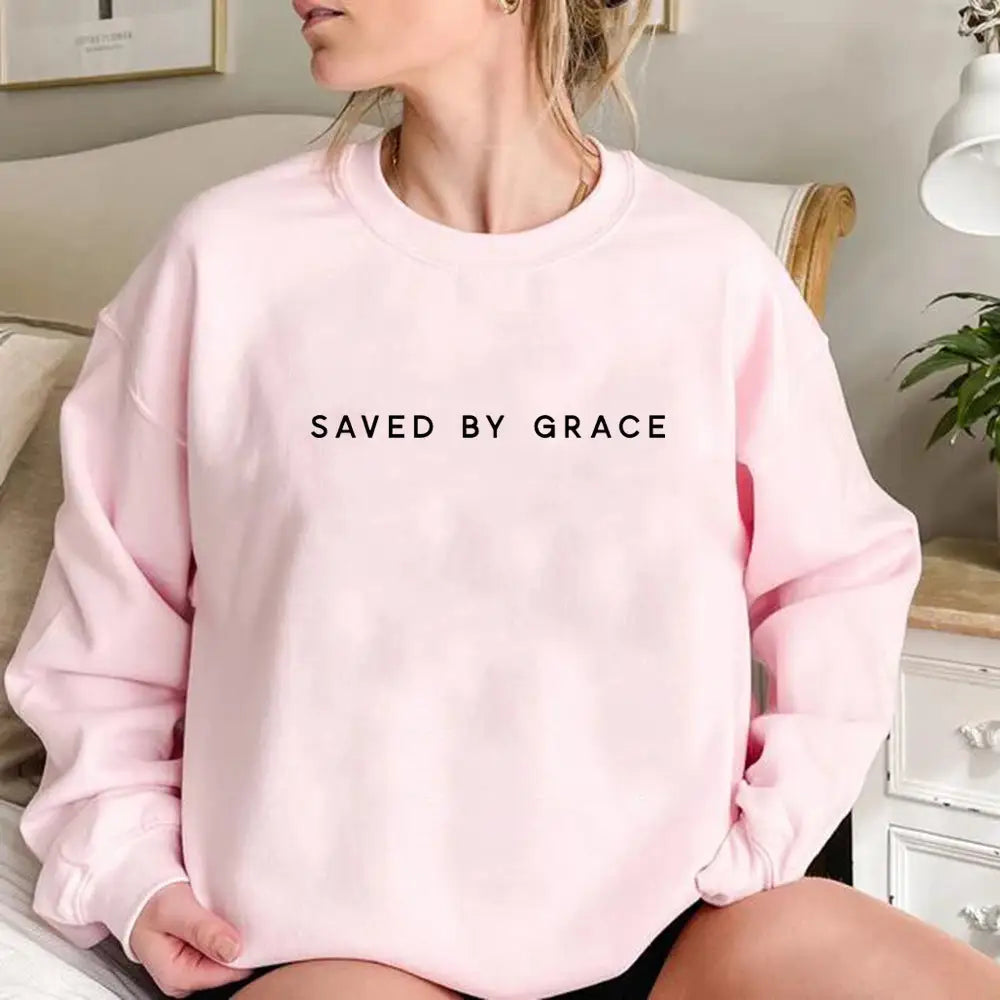 Women’s Casual Solid Color Saved By Grace Printed Hoodie
