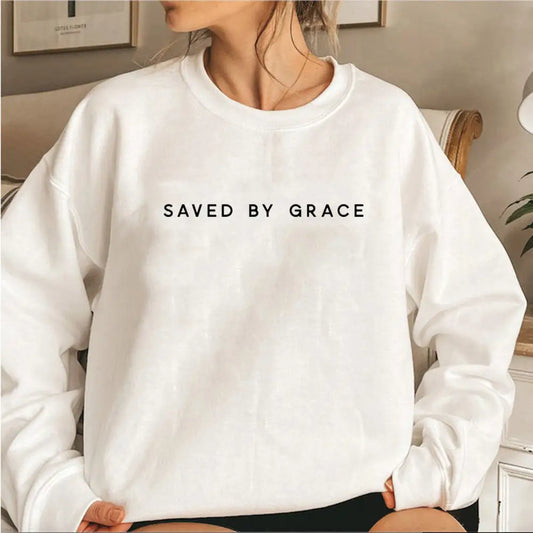 Women’s Casual Solid Color Saved By Grace Printed Hoodie