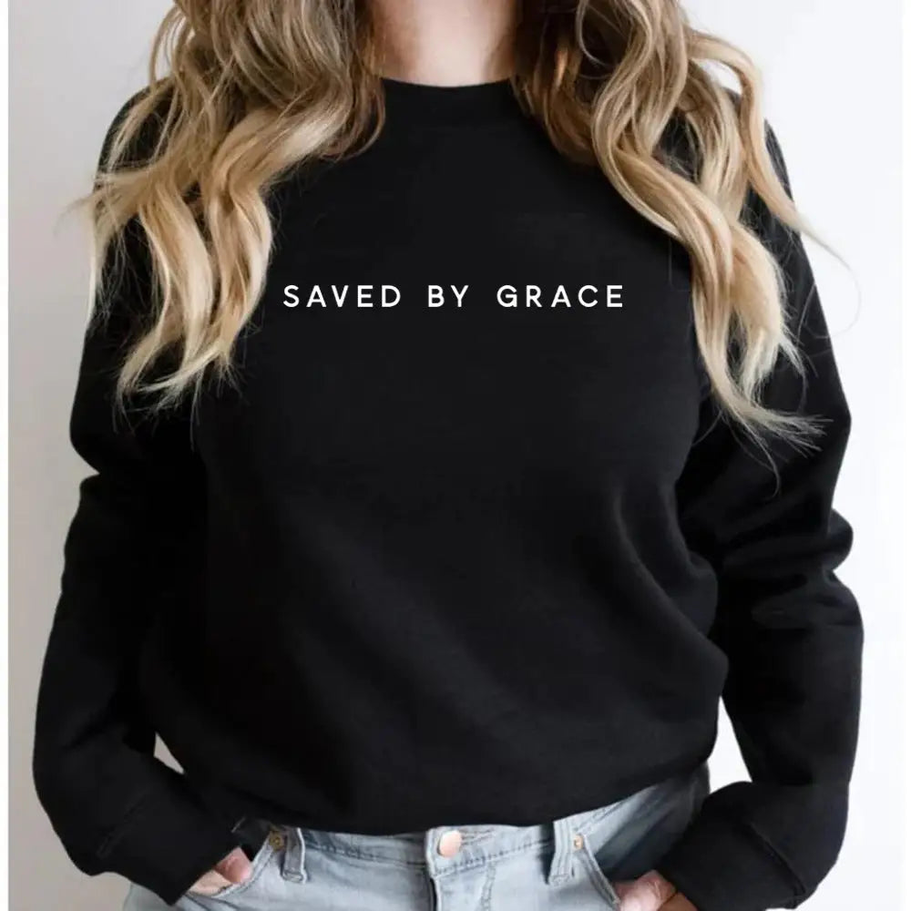 Women’s Casual Solid Color Saved By Grace Printed Hoodie