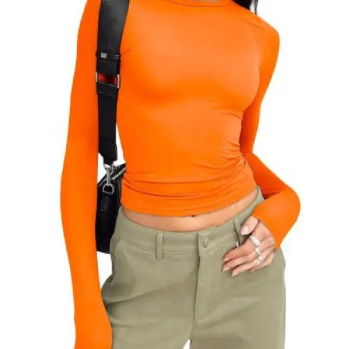 Women's Clothing Fashion Slim Long-sleeved Pullovers Tops Solid Causal Fit Shirts Beyond Trends Hub