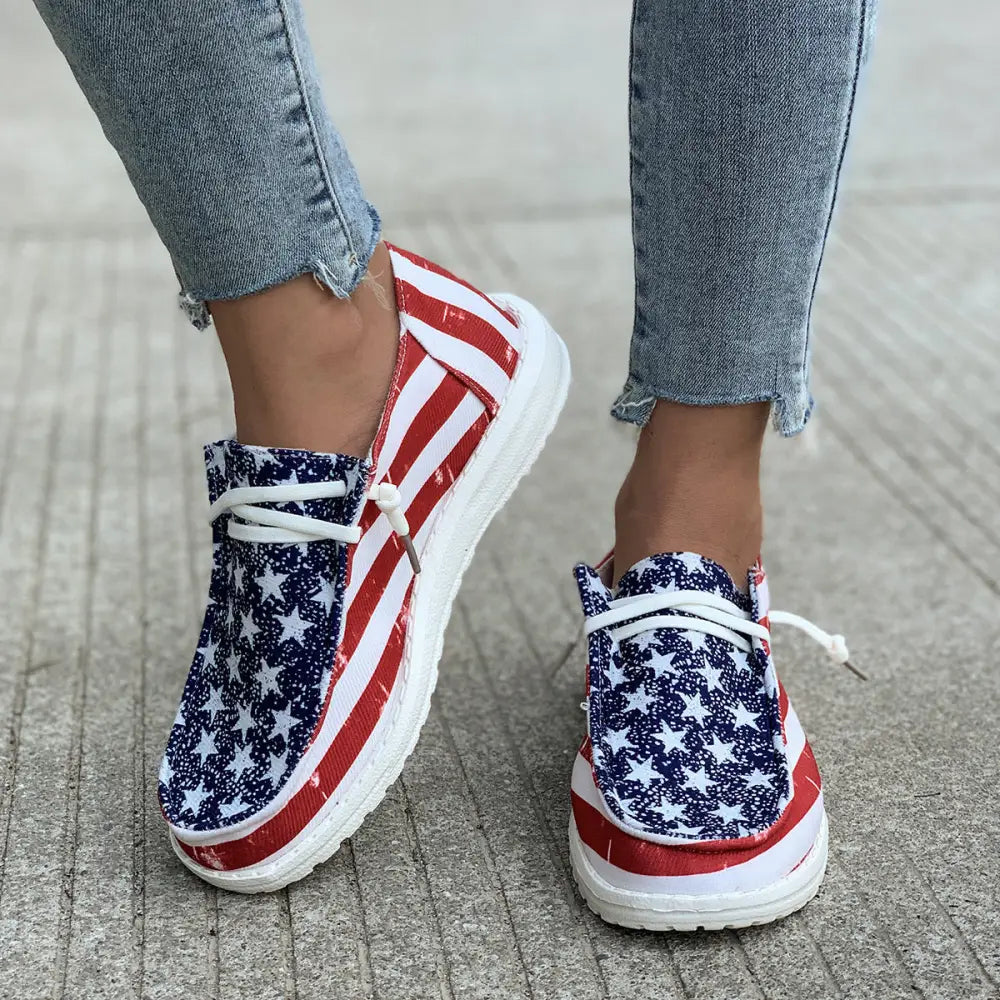 Women’s Comfortable Casual Canvas Shoes - Red Flag / 36