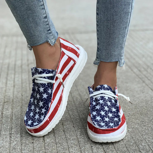 Women’s Comfortable Casual Canvas Shoes - Red Flag / 36