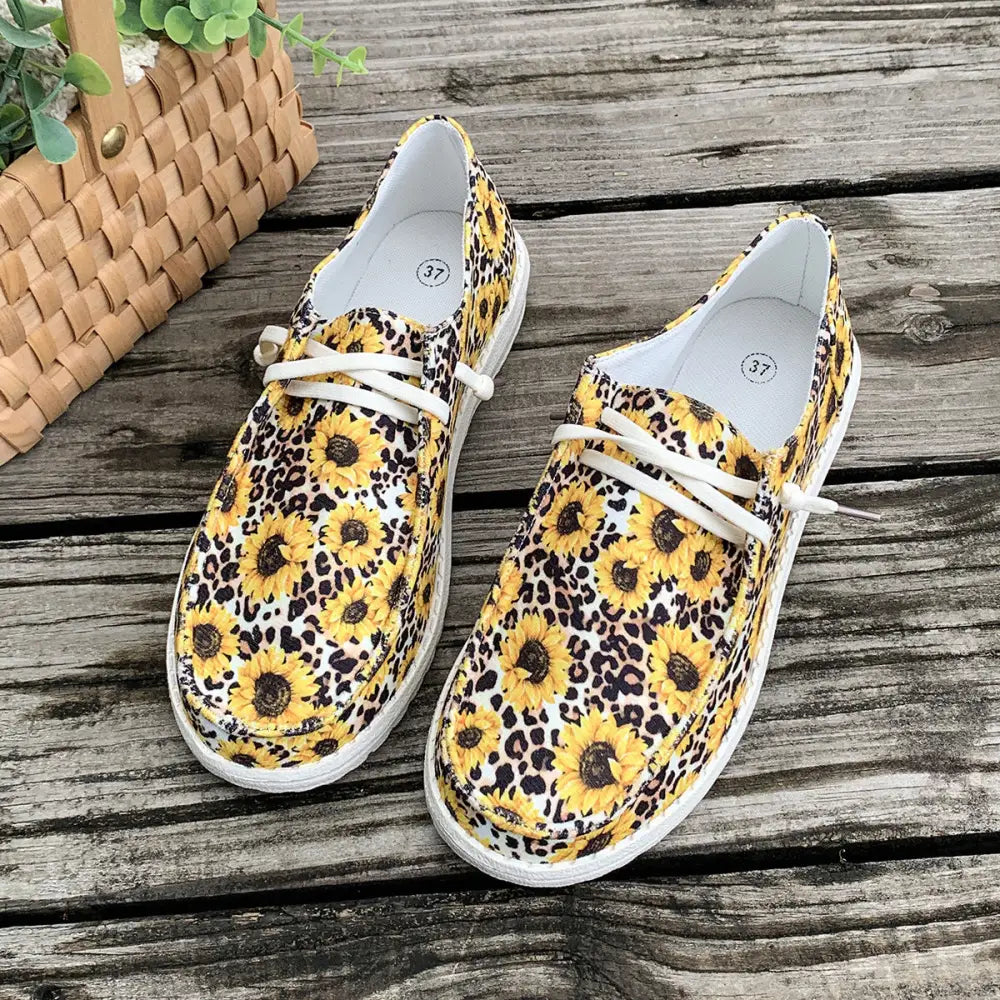 Women’s Comfortable Casual Canvas Shoes - Yellow flower / 36