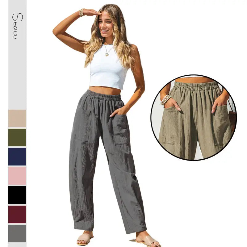 Women's Cotton And Linen Casual Pants Vacation Style Beyond Trends Hub