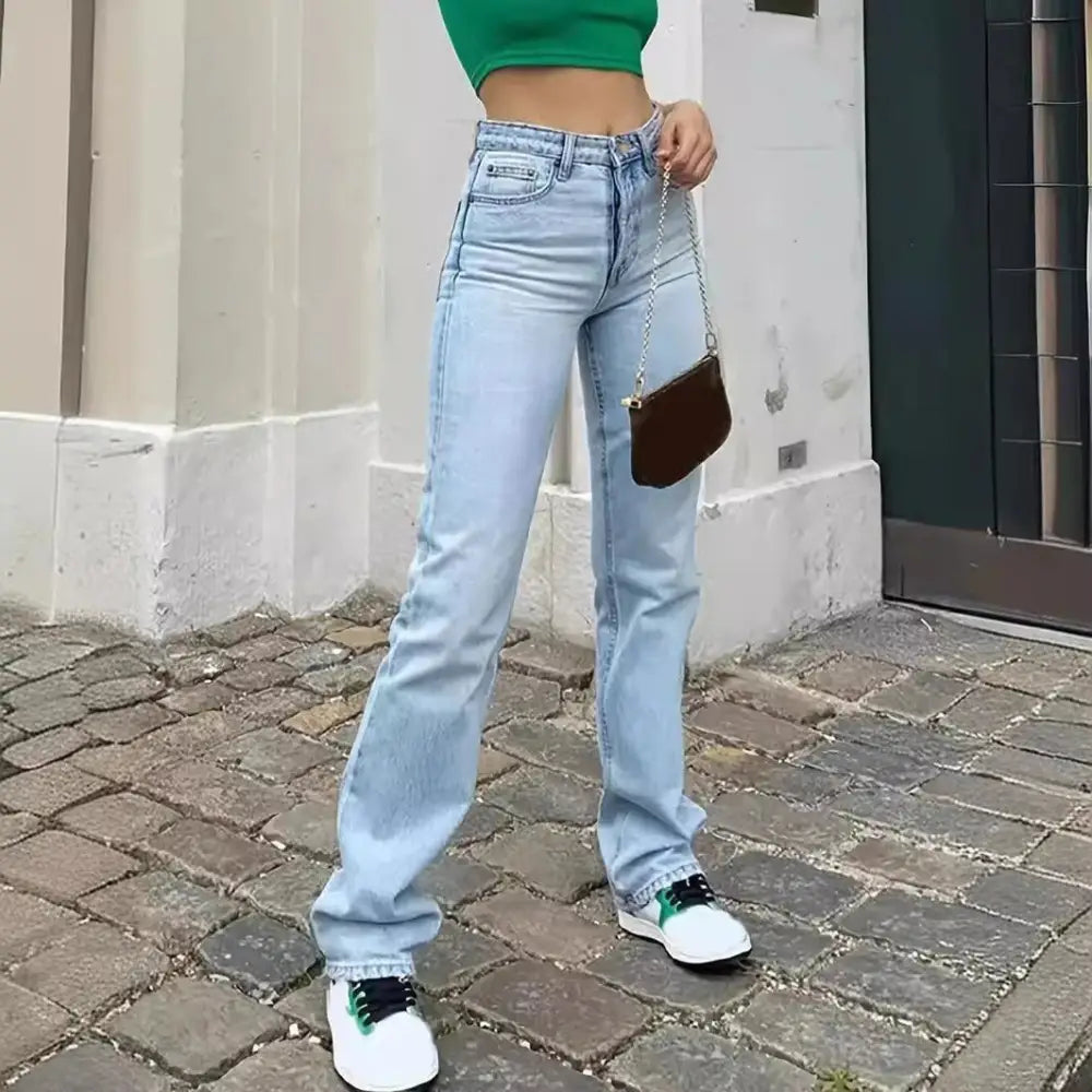 Women's Europe And America Cross Border Light Blue Slim Fit High Waist Stretch Jeans Beyond Trends Hub