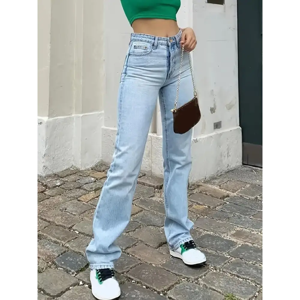 Women's Europe And America Cross Border Light Blue Slim Fit High Waist Stretch Jeans Beyond Trends Hub