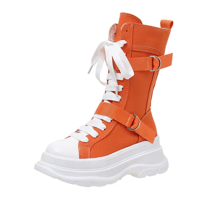 Women's Fashion Casual Platform Lace-up Canvas Boots Beyond Trends Hub