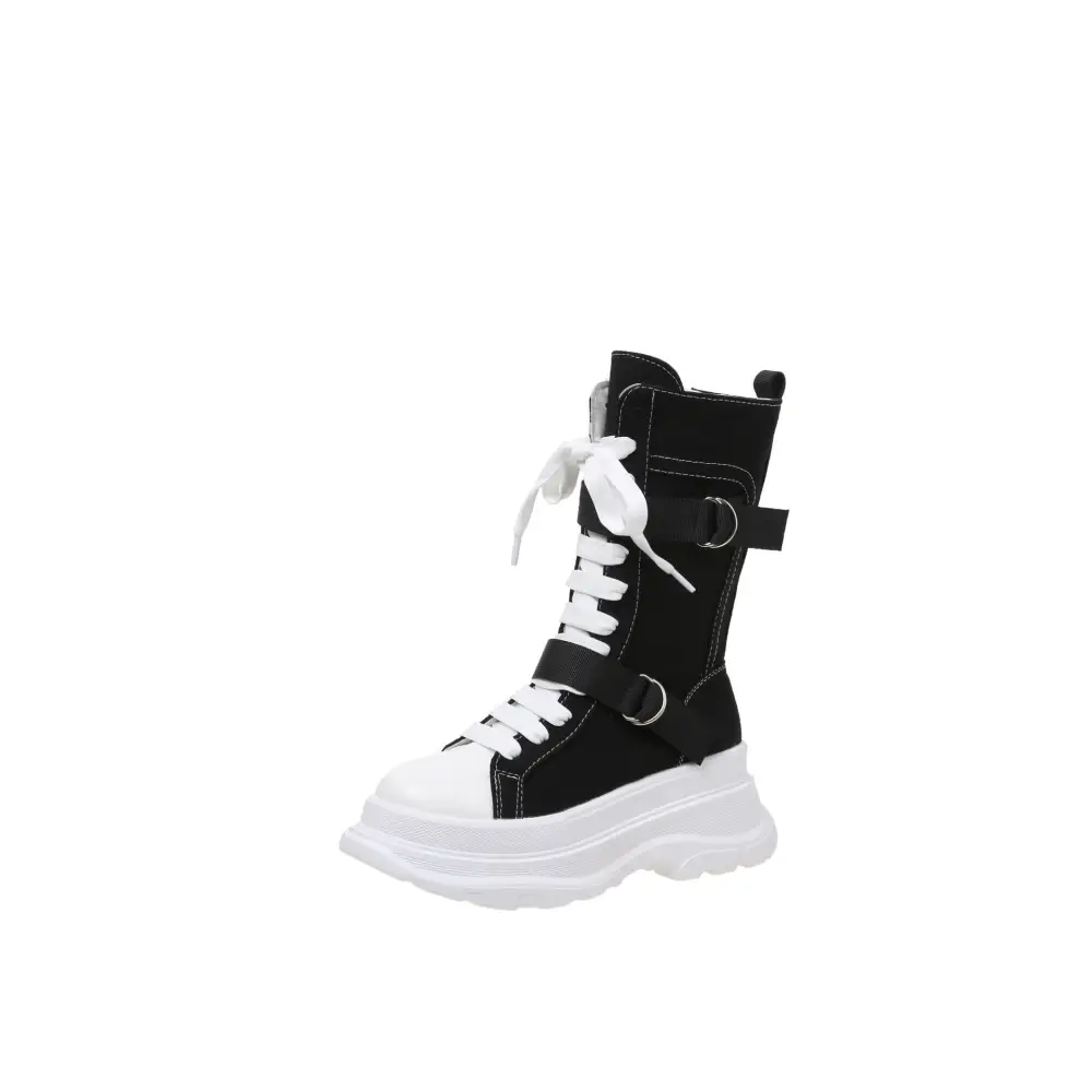 Women's Fashion Casual Platform Lace-up Canvas Boots Beyond Trends Hub