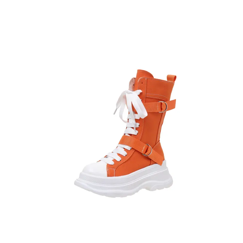 Women's Fashion Casual Platform Lace-up Canvas Boots Beyond Trends Hub