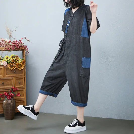 Women's Fashion Drawstring Denim Jumpsuit Beyond Trends Hub