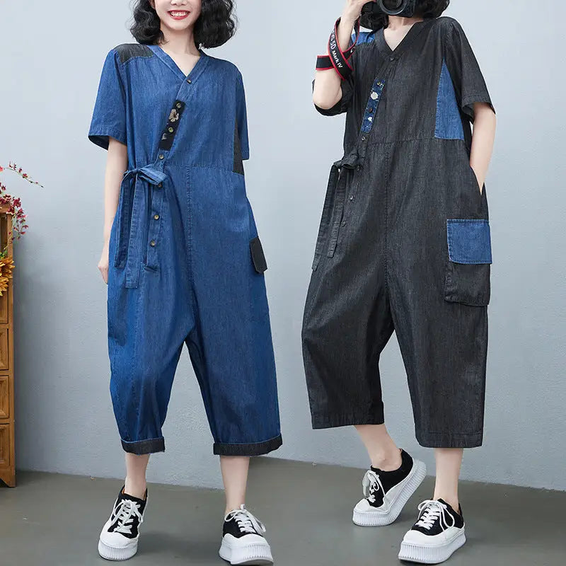 Women's Fashion Drawstring Denim Jumpsuit Beyond Trends Hub