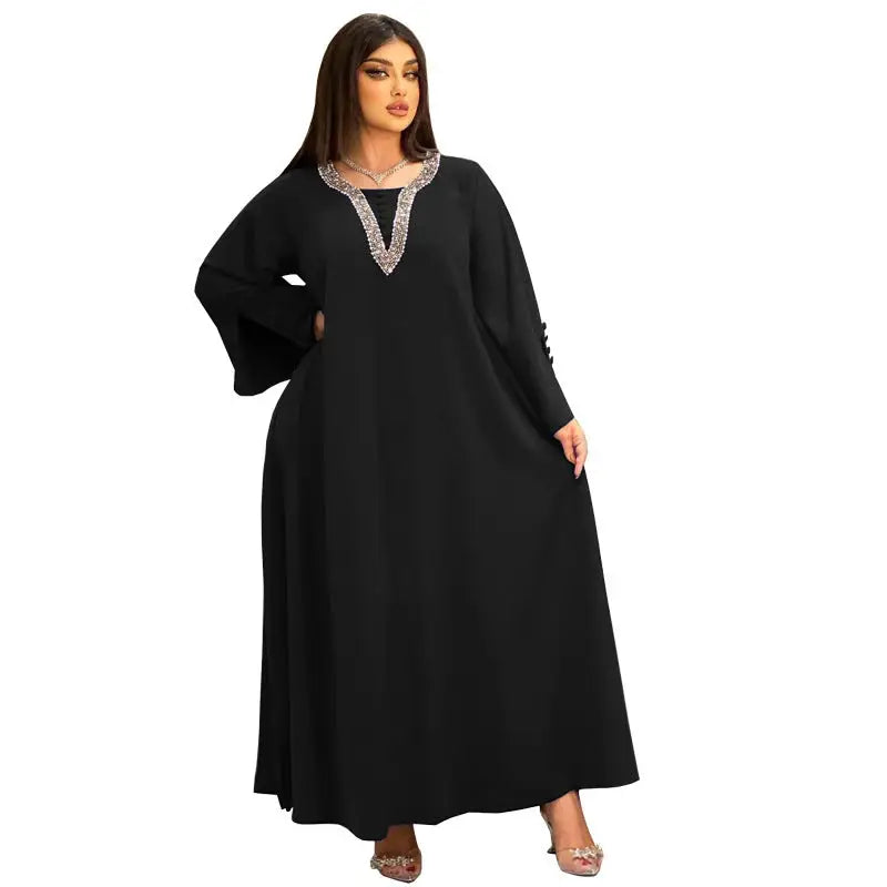 Women’s Fashion Plus Size Women Handmade Beaded Rhinestone Dress