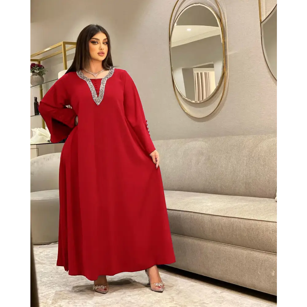 Women’s Fashion Plus Size Women Handmade Beaded Rhinestone Dress