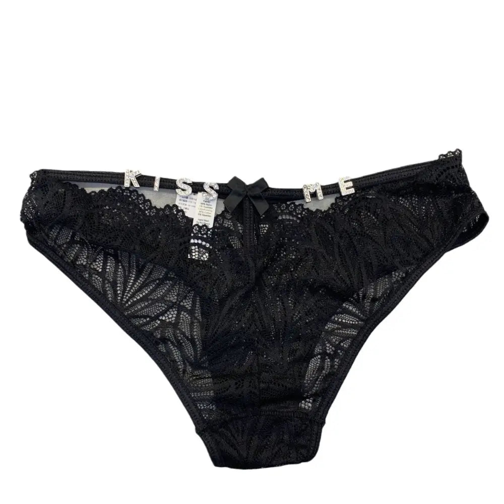 Women's Fashion Rhinestone Letter Full Sheer Thongs Beyond Trends Hub